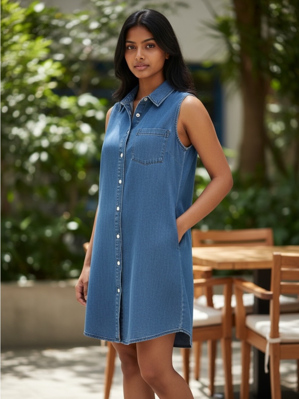 Sleeveless Denim Dress